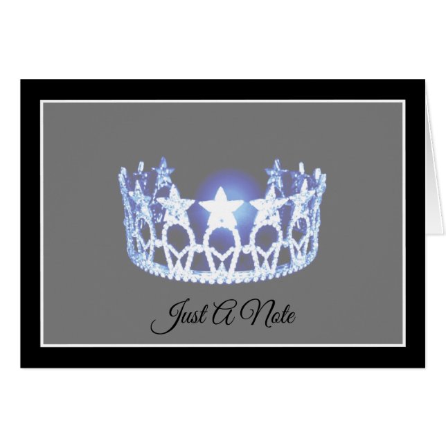 Miss USA Style Blue Crown Note Card (Vorderseite (Horizontal))