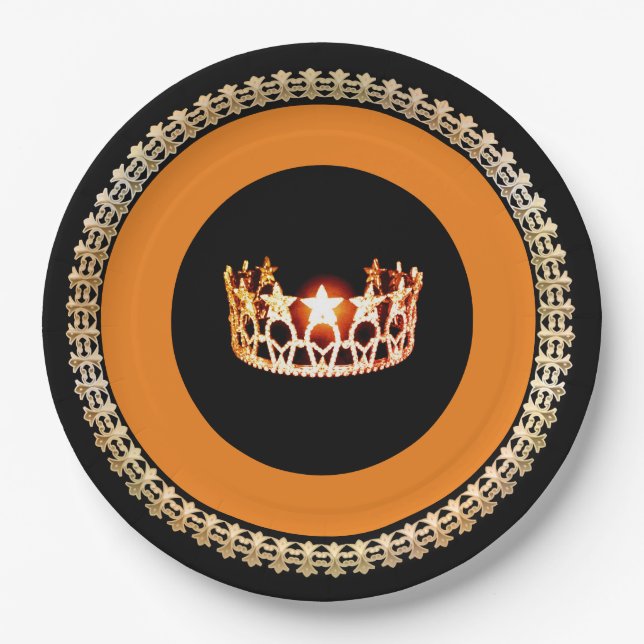 Miss USA Style Orange Crown 9" Teller (Vorderseite)