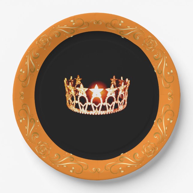 Miss USA Style Orange Crown 9" Teller (Vorderseite)