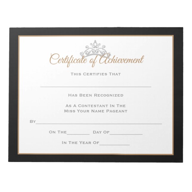 Miss USA Style Pageant Certificates-Achievmment Notizblock (Vorderseite)