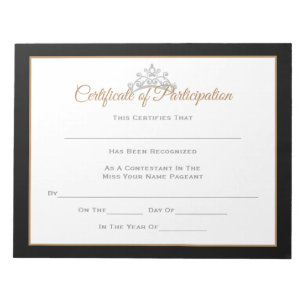 Miss USA Style Pageant Certificates-particptt Notizblock
