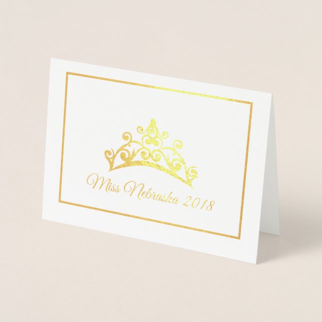 Miss USA Style Pageant Gold Foil Tiara Note Card Folienkarte (Vorderseite)