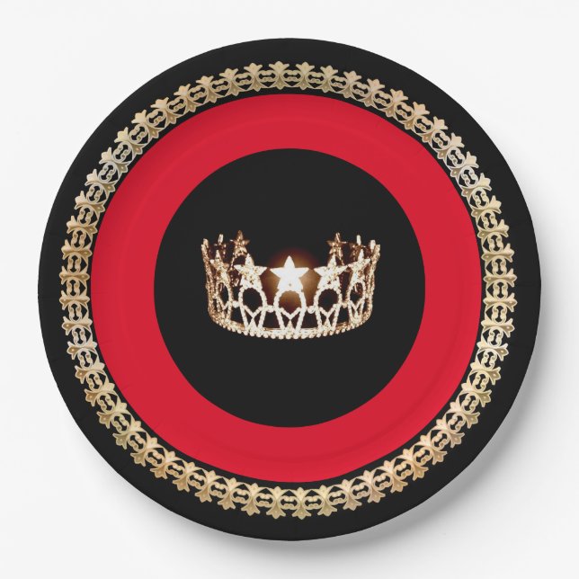 Miss USA style Red 9" Paper Teller (Vorderseite)