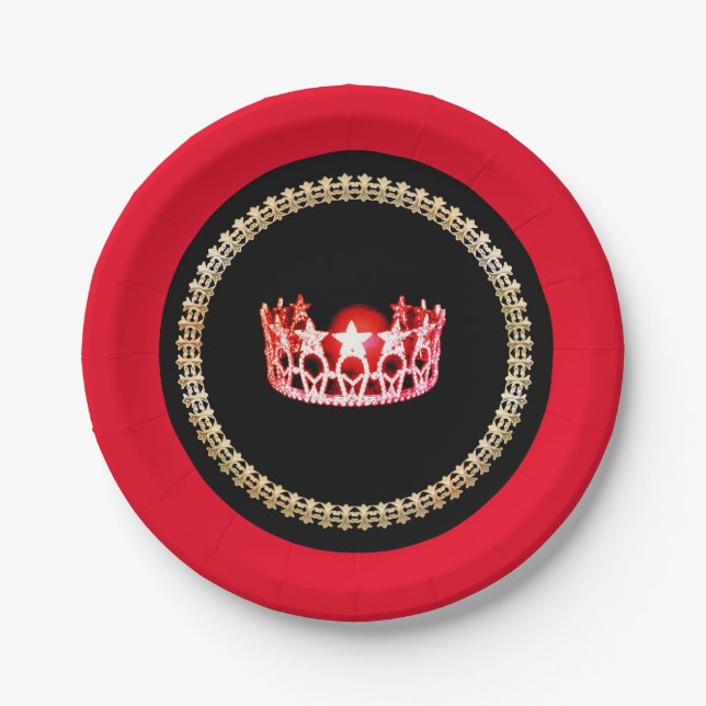 Miss USA Style Red Coral 7" Paper Teller (Vorderseite)