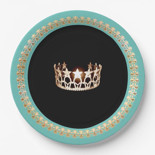 Miss USA Turquoise 9" Paper Teller (Vorderseite)