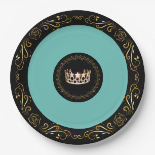 Miss USA Turquoise Gold Crown 9" Teller