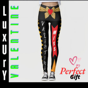 Miss Valentine Geschenk mit Herz und Bow Liebhab Leggings