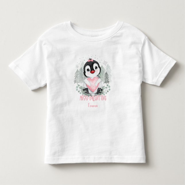Miss Valentine Personalisiert Girl Valentines Kleinkind T-shirt (Vorderseite)
