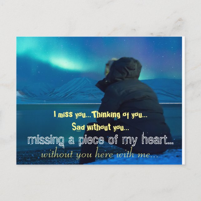 Miss Vermisst Sad Lonely Heart Broken Postkarte (Vorderseite)