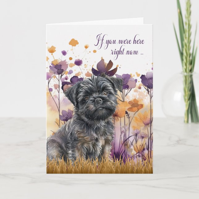 Miss You Affenpinscher Hund Wildblume Meadow Karte (Vorderseite)