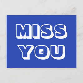 Miss You, blau, modern fett Postkarte