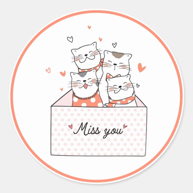 Miss You Classic Round Sticker (Vorderseite)