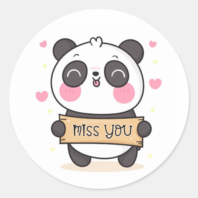 Miss You Classic Round Sticker (Vorderseite)