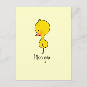 Miss You Duck Card - Handgezeichnete Illustration Postkarte
