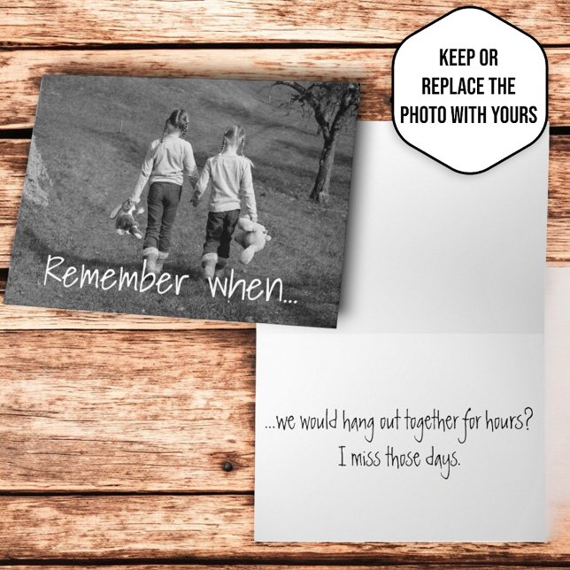 Miss You Friends Hangout Fügen Sie Ihr Foto Karte (Front cover and inside greeting card)