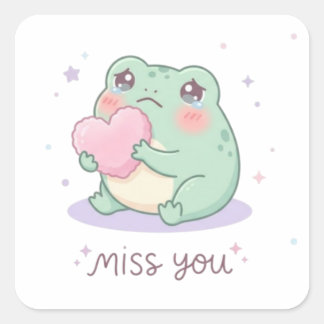 Miss You Frog Sticker Cute Frog Holding Heart Emot