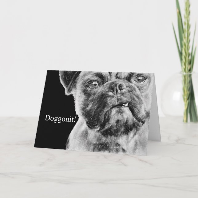 Miss You Grumpy Smug Mops Dog Karte (Vorderseite)