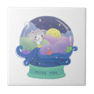 Miss You: Katzen- und Papierboote Fliese
