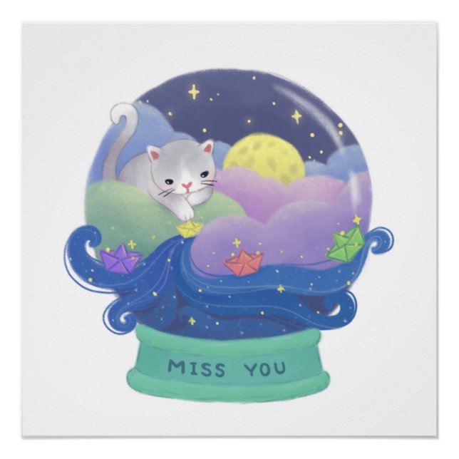 Miss You: Katzen- und Papierboote Poster (Vorderseite)