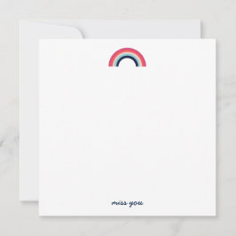 Miss You Modern Rainbow in Blue Mitteilungskarte