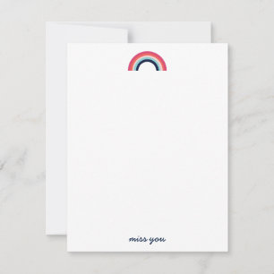Miss You Modern Rainbow in Blue Note Card Dankeskarte