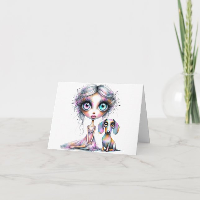 Miss You Pastel Dackel Card Karte (Vorderseite)