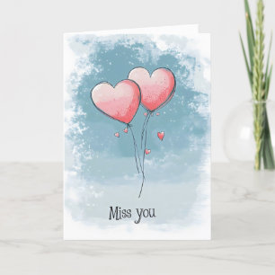 Miss You Pink Balloons Liebe Feiertagskarte
