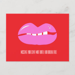 Miss You Pink Lips Gefängnis lange Distanz Feiertagspostkarte