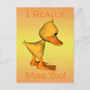 Miss you Sad kleinen Gelben Cartoon Duck Postkarte