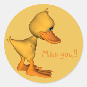 Miss you Sad kleinen Gelben Cartoon Duck Runder Aufkleber