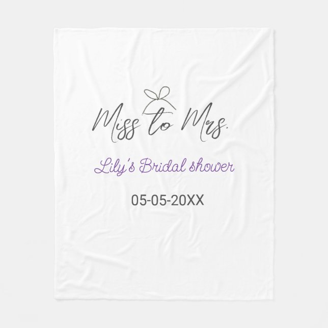 Miss zu Brautparty Name Datum Jahr vor Fleecedecke (Vorderseite)