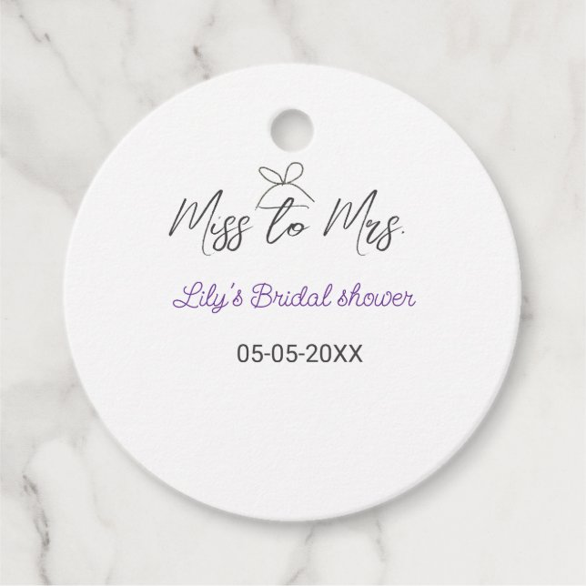 Miss zu Brautparty Name Datum Jahr vor Geschenkanhänger (Vorderseite)
