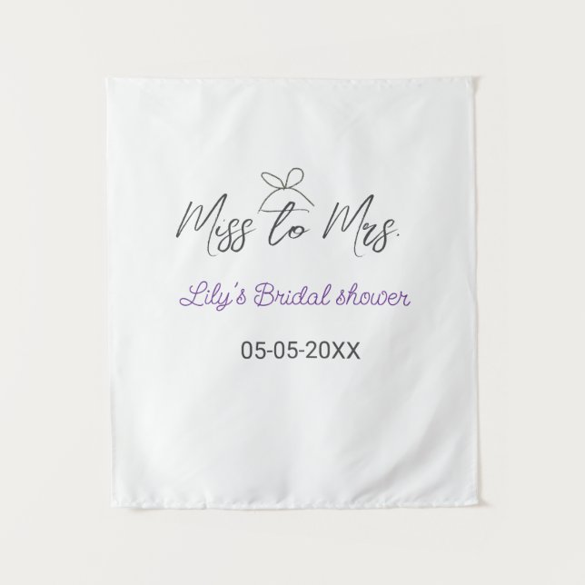 Miss zu Brautparty Name Datum Jahr vor Wandteppich (Vorderseite)