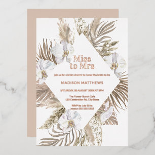 Miss zu Mrs Boho Floral Brautparty Rose Gold F Folieneinladung