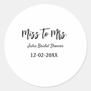 Miss zu Mrs. Brautparty stylish simple add name Runder Aufkleber