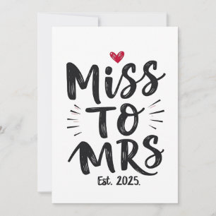 Miss zu Mrs Est. 2025 Heirat Ehemann Ehefrau Paar Feiertagskarte