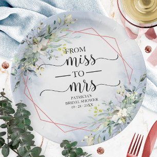 Miss zu Mrs Greenery Geometrische Hochzeitsshower- Pappteller