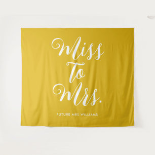 Miss zu Mrs Minimal Retro Einfach Gold Junggeselli Wandteppich