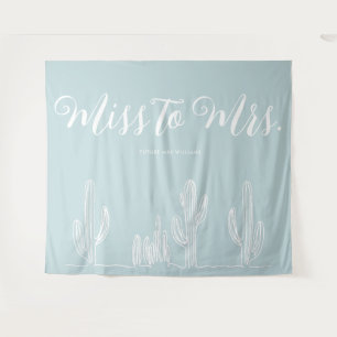 Miss zu Mrs Modern Boho Kaktus Blau Junggesellinne Wandteppich