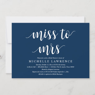 Miss zu Mrs., Moderne Brautparty Celebration Invi Einladung