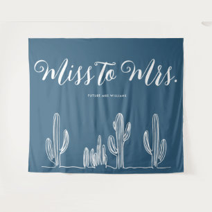 Miss zu Mrs Moderne dunkelblaue Cactus Junggeselli Wandteppich
