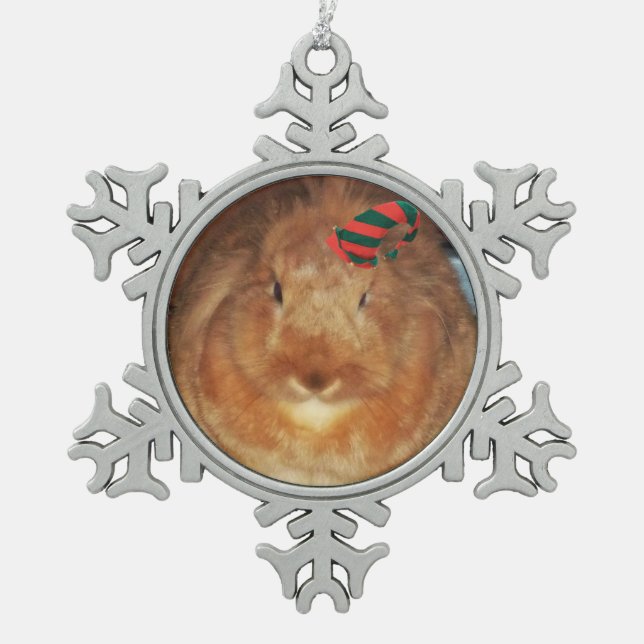 MissbilligenHäschen-Verzierung Schneeflocken Zinn-Ornament (Vorderseite)