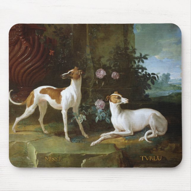 Misse und Turlu, zwei Windhunde Louis XV Mousepad (Vorne)