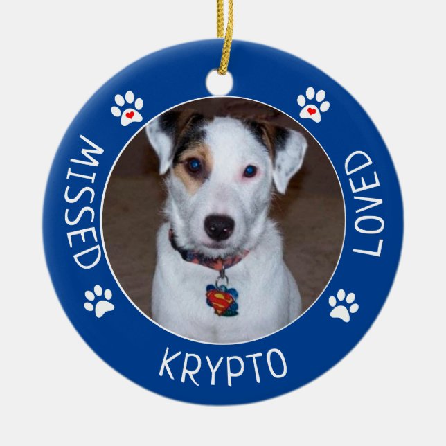 Missed Loved Custom Dog Memorial Keramik Ornament (Vorne)