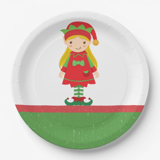 Misses Elf und Candy Canes Pappteller (Vorderseite)