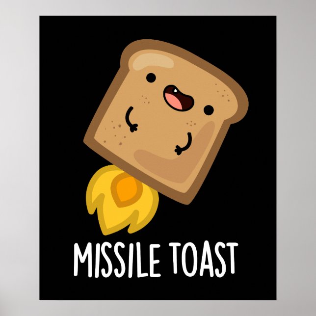 Missile Toast Funny Mistletoe Puns Dark BG Poster (Vorne)