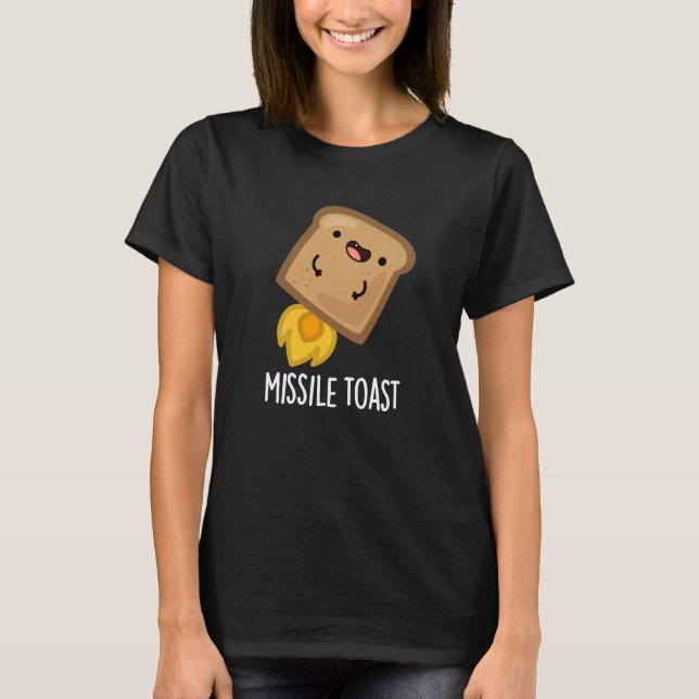 Missile Toast Funny Mistletoe Puns Dark BG T-Shirt (Vorderseite)