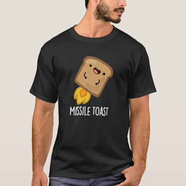 Missile Toast Funny Mistletoe Puns Dark BG T-Shirt (Vorderseite)