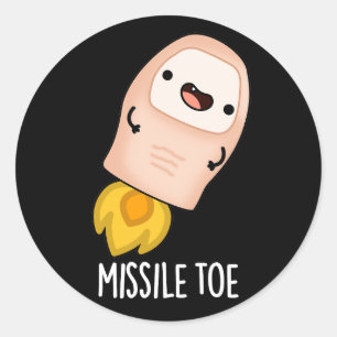 Missile Toe Funny Mistletoe Pun Dark BG Runder Aufkleber