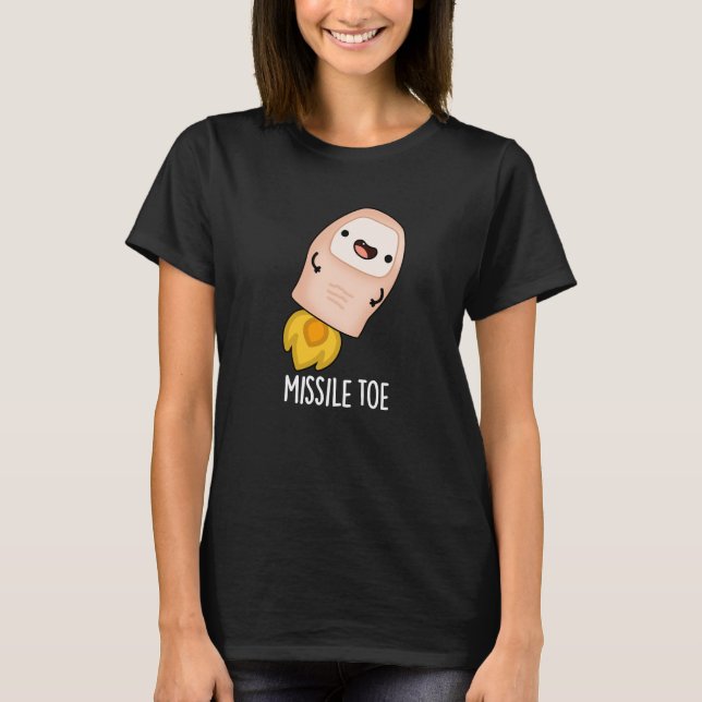 Missile Toe Funny Mistletoe Pun Dark BG T-Shirt (Vorderseite)